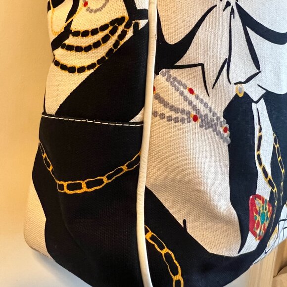 CHANEL Vintage Rare COCO Shoulder Tote Navy White Gold Chain Bag Purse - Picture 5 of 11